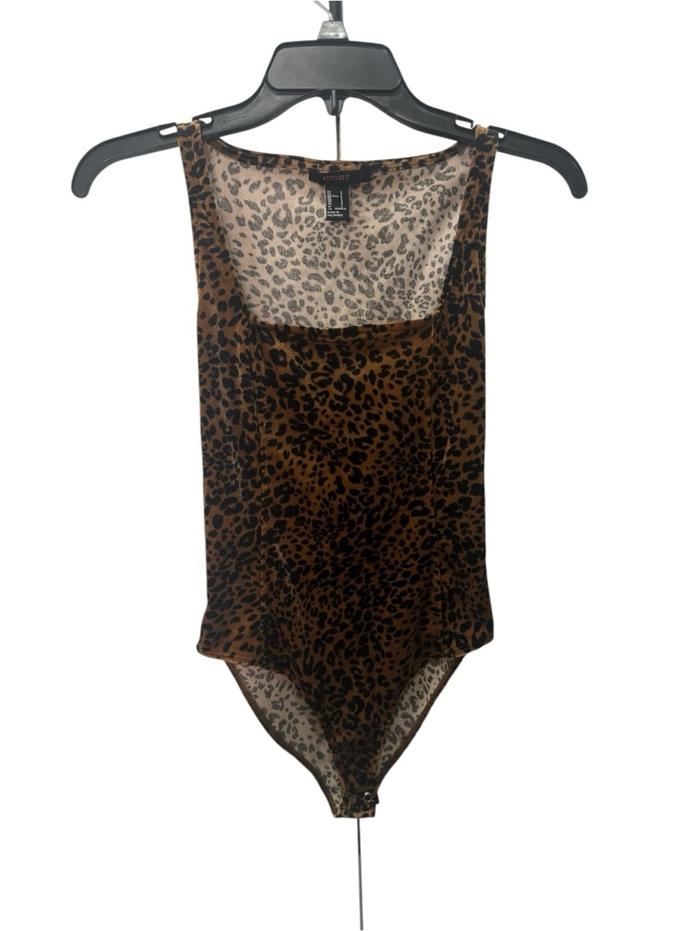 Forever 21 Leopard Print Bodysuit - Brown & Black velvet size S